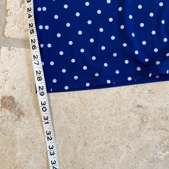 QUACKER FACTORY NAVY DOTTED WIDE LEG PANTS Womens L Flowy beach Nautical QVC - Picture 8 of 12